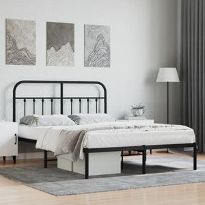 vidaXL-Bedframe-met-hoofdbord-metaal-zwart-140x200-cm