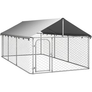 Hondenkennel voor buiten met dak 400x200x150 cm