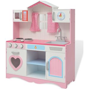 VidaXL Speelgoedkeuken Roze en Wit 82x30x100 cm Hout