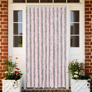 vidaXL-Vliegengordijn-90x220-cm-chenille-zilvergrijs-en-roze