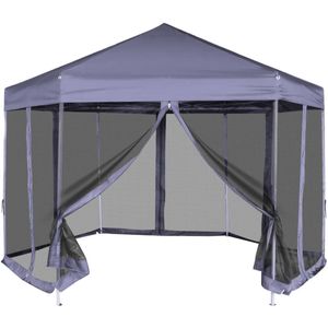 VidaXL Partytent Zeshoekig 3,6x3,1 m Met Zijwanden - Donkerblauw