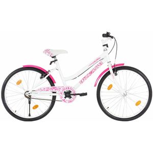 Kinderfiets 24 inch roze en wit