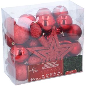 Kerstballen Set Rood 40 Stuks -> Kerstballen Set Rood 40 Stuks