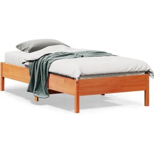 Bedframe massief grenenhout wasbruin 90x190 cm