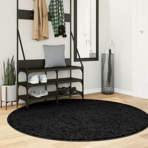 vidaXL-Vloerkleed-PAMPLONA-shaggy-hoogpolig-modern-Ø-160-cm-zwart