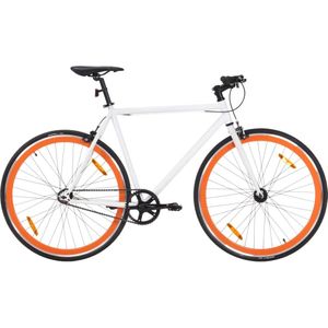 Fiets met vaste versnelling 700 c 51 cm wit en oranje