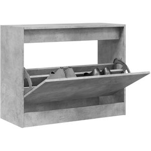 Schoenenkast 80x34x63 cm bewerkt hout betongrijs