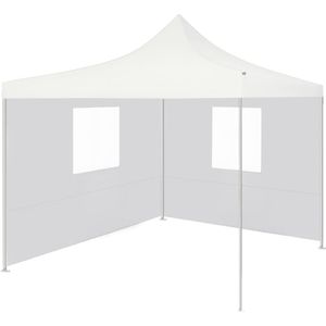 Partytent met 2 zijwanden inklapbaar 3x3 m staal wit