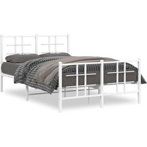 Bedframe met hoofd- en voeteneinde metaal wit 120x200 cm