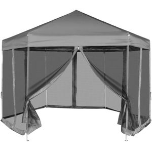 VidaXL Pop-up Zeshoekige Partytent 3,6x3,1m Grijs