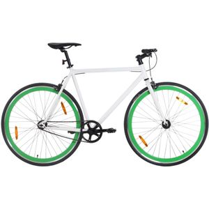 Fiets met vaste versnelling 700 c 59 cm wit en groen