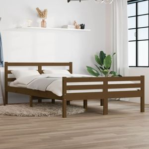 Bedframe massief hout honingbruin 140x190 cm