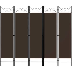 Kamerscherm met 5 panelen 200x180 cm bruin