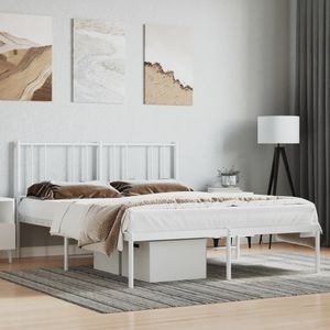 vidaXL-Bedframe-met-hoofdbord-metaal-wit-150x200-cm