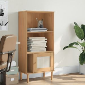 Boekenkast SENJA rattan-look 60x35x130 cm grenenhout bruin