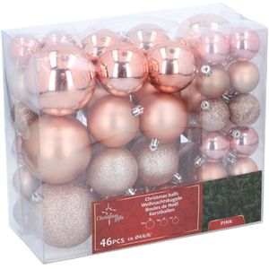 Kerstballen Set Roze 46 Stuks -> Roze Kerstballen Set 46 Stuks