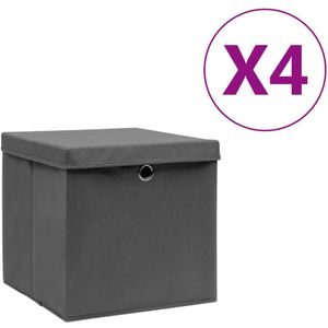 vidaXL-Opbergboxen-met-deksel-4-st-28x28x28-cm-zwart