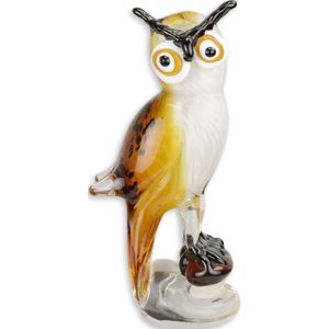 A MURANO STYLE GLASS FIGURINE OF AN OWL