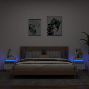 Nachtkastjes met LED-verlichting 2 st 40x39x48,5 cm wit