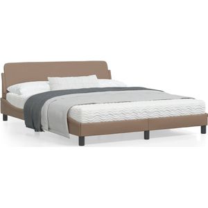 Bedframe met hoofdbord kunstleer cappuccinokleurig 160x200 cm