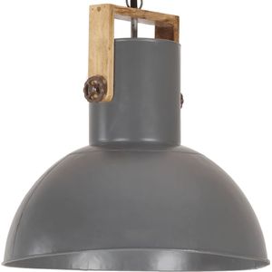 Hanglamp industrieel rond 25 W E27 52 cm mangohout grijs