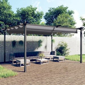 <p>Voeg schaduw en privacy toe aan je buitenruimte met dit tuinpaviljoen. Het prieel heeft een stevig en stabiel frame van gepoedercoat staal. Het uittrekbare dak is PA-gecoat en biedt bescherming tegen uv-straling en water. Je kunt het dak eenvoudig draaien en in de gewenste positie plaatsen met behulp van de handstang. Open het dak om van de zon te genieten en sluit het om schaduw te creëren.</p>
<p>Dit prieel is ideaal voor buitenactiviteiten, maar let op: gebruik het niet in slechte weersomstandigheden zoals sterke wind, zware regen, sneeuw of storm. De kleur van het prieel is antraciet en het is gemaakt van gepoedercoat staal en PA-gecoate stof (100% polyester). De afmetingen zijn 4 x 3 x 2,2 m (L x B x H) en het stofgewicht is 180 g/m². Montage is vereist.</p>
<ul>
  <li>Kleur: antraciet</li>
  <li>Materiaal: gepoedercoat staal en PA-gecoate stof (100% polyester)</li>
  <li>Afmetingen: 4 x 3 x 2,2 m (L x B x H)</li>
  <li>Stofgewicht: 180 g/m²</li>
  <li>Met uittrekbaar dak</li>
  <li>Uv- en waterbestendig</li>
  <li>Montage vereist</li>
</ul>