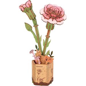 Robotime Pink Carnation TW051 - Knutselen - DIY - Houten bouwpakket - Volwassenen - Bloemen - Creatief