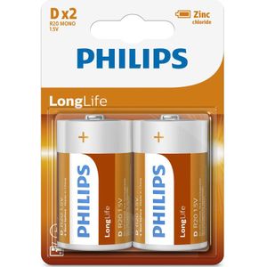 Philips R20L2B - D batterij - 2 stuks