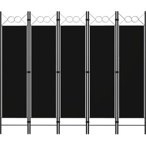 Kamerscherm met 5 panelen 200x180 cm zwart