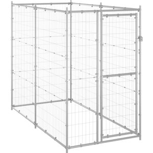 Hondenkennel voor buiten 110x220x180 cm gegalvaniseerd staal