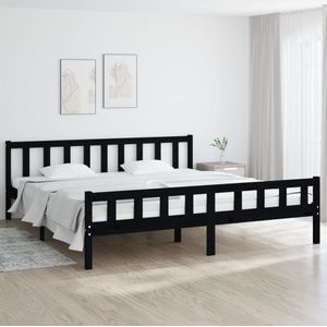 vidaXL-Bedframe-massief-hout-zwart-200x200-cm