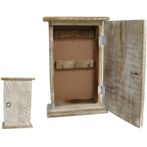 Houten Sleutelkast - Golven - Voor 6 Sleutels - 18 x 7,5 x 28 cm