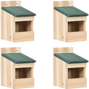 VidaXL Vogelhuisjes 4 st 12x16x20 cm Vurenhout - Tuindecoratie