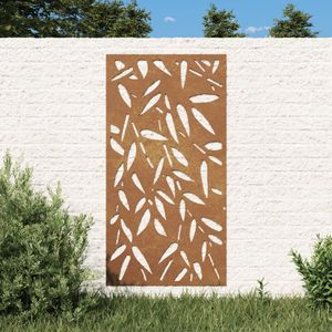 Wanddecoratie tuin bamboebladontwerp 105x55 cm cortenstaal