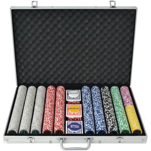 Pokerset met 1000 laser chips aluminium