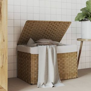 Wasmand met deksel 55,5x35x34 cm poly rattan