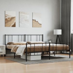 Bedframe met hoofd- en voeteneinde metaal zwart 193x203 cm