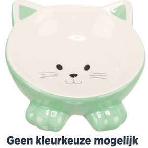 TRIXIE VOERBAK / DRINKBAK KATTENKOP VERHOOGD KERAMIEK ASSORTI 14 CM 150 ML