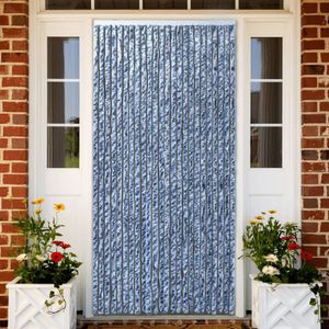 vidaXL-Vliegengordijn-90x220-cm-chenille-blauw,-wit-en-zilver