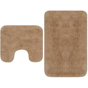 vidaXL-Badmattenset-stof-beige-2-delig