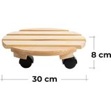 Cti Plantenroller - Plantentrolley - Voor binnen en buiten - draagvermogen tot 80 kg - rond-vurenhout - 30x30cm