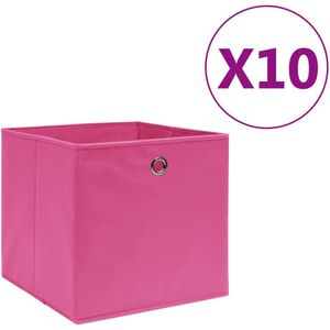 vidaXL-Opbergboxen-10-st-28x28x28-cm-nonwoven-stof-roze