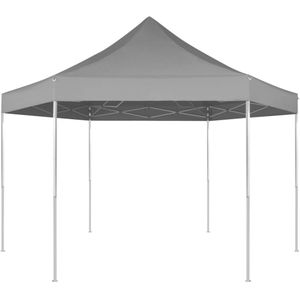 VidaXL Pop-up Partytent Zeshoekig Inklapbaar 3,6x3,1 m Grijs