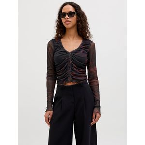 Jack & Jones JXBLUE LS Mesh Peak Top WVN, Sassafras/Aop: abstract, S