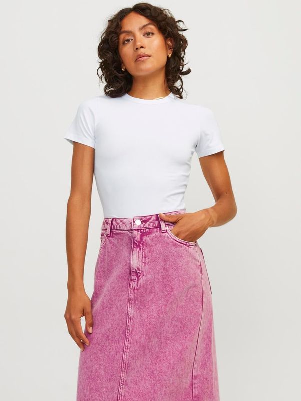 T-shirt - Zwart - Gekamd Jersey - Korte Mouwen - Stretch Fit