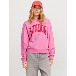 JACK & JONES JXMERLE Spring RLX Short LS Crew SWT, Morning Glory/Print: Londen, S