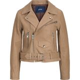 Jxholly - Leren Jas - Zwart - Hoge Kwaliteit Leer - Biker Kraag - Asymmetrische Ritssluiting