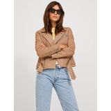 Jxholly - Leren Jas - Zwart - Hoge Kwaliteit Leer - Biker Kraag - Asymmetrische Ritssluiting