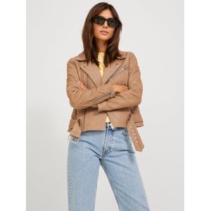 Jxholly - Leren Jas - Zwart - Hoge Kwaliteit Leer - Biker Kraag - Asymmetrische Ritssluiting