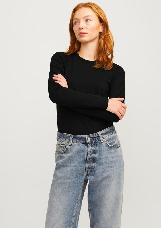 T-shirt - O-hals - Lange Mouwen - Stretch Fit - Gekamd Jersey